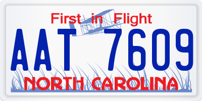 NC license plate AAT7609