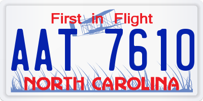NC license plate AAT7610