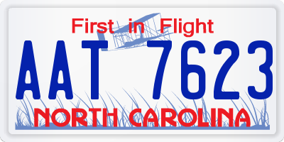 NC license plate AAT7623