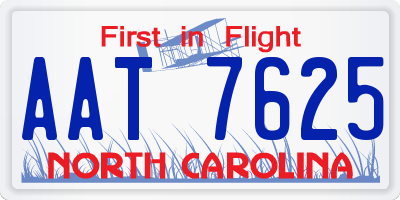 NC license plate AAT7625