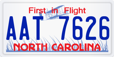 NC license plate AAT7626