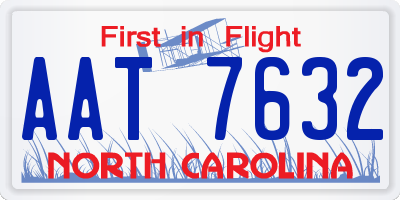 NC license plate AAT7632