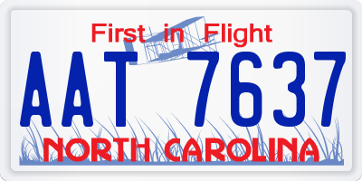NC license plate AAT7637