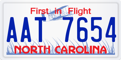 NC license plate AAT7654