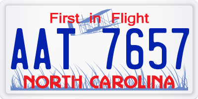 NC license plate AAT7657
