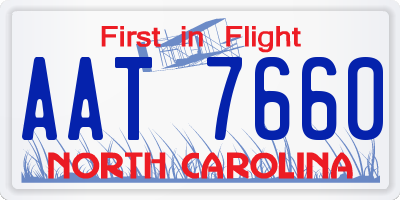 NC license plate AAT7660