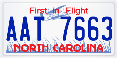 NC license plate AAT7663
