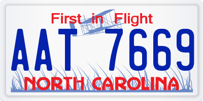 NC license plate AAT7669