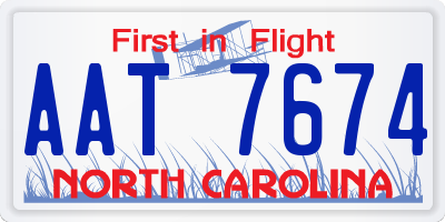 NC license plate AAT7674