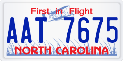 NC license plate AAT7675