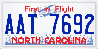 NC license plate AAT7692