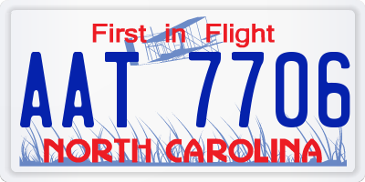 NC license plate AAT7706