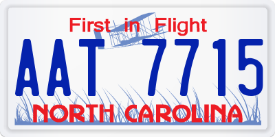 NC license plate AAT7715