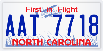 NC license plate AAT7718