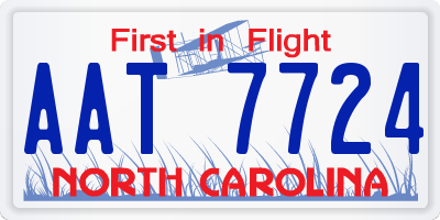 NC license plate AAT7724