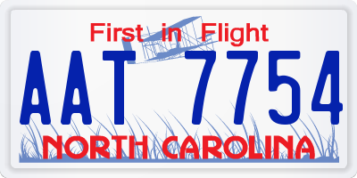 NC license plate AAT7754
