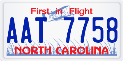 NC license plate AAT7758