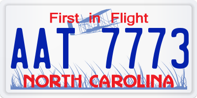 NC license plate AAT7773