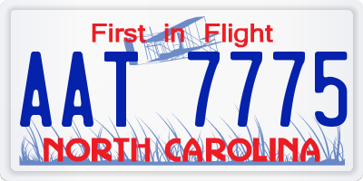 NC license plate AAT7775