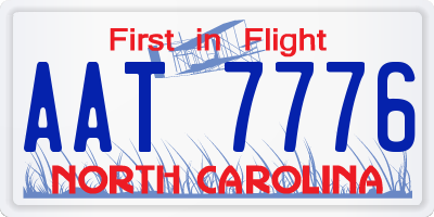 NC license plate AAT7776