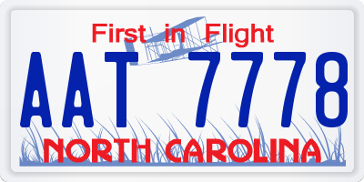 NC license plate AAT7778