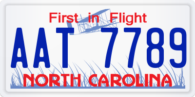 NC license plate AAT7789