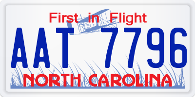 NC license plate AAT7796