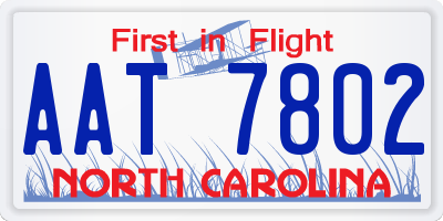 NC license plate AAT7802