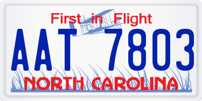 NC license plate AAT7803
