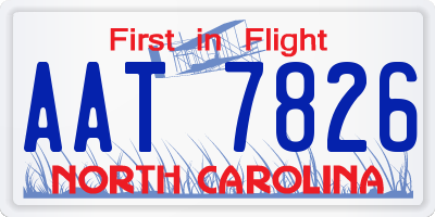 NC license plate AAT7826