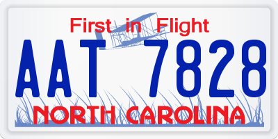 NC license plate AAT7828