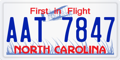 NC license plate AAT7847