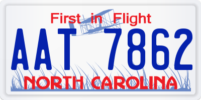 NC license plate AAT7862