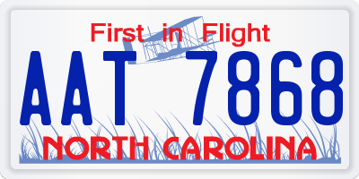 NC license plate AAT7868