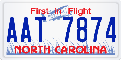 NC license plate AAT7874