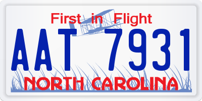 NC license plate AAT7931