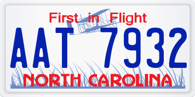 NC license plate AAT7932