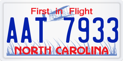 NC license plate AAT7933