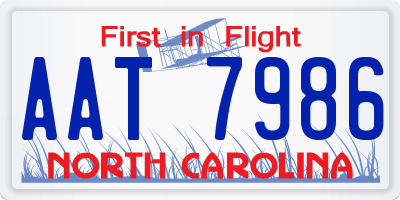 NC license plate AAT7986