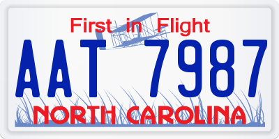 NC license plate AAT7987