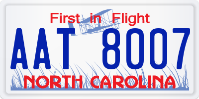 NC license plate AAT8007