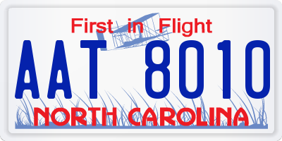 NC license plate AAT8010