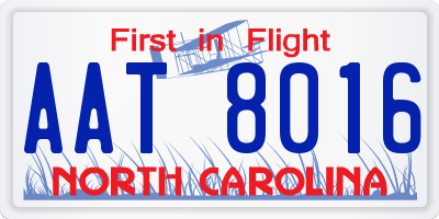 NC license plate AAT8016