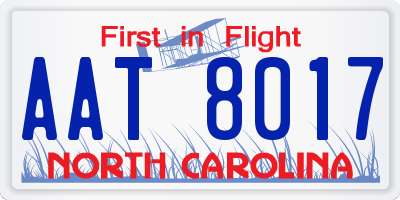 NC license plate AAT8017