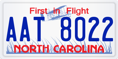 NC license plate AAT8022