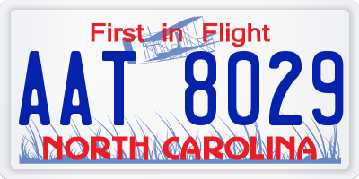NC license plate AAT8029
