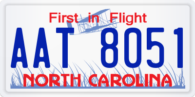 NC license plate AAT8051