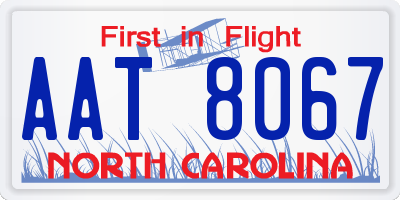 NC license plate AAT8067