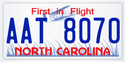 NC license plate AAT8070