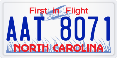 NC license plate AAT8071